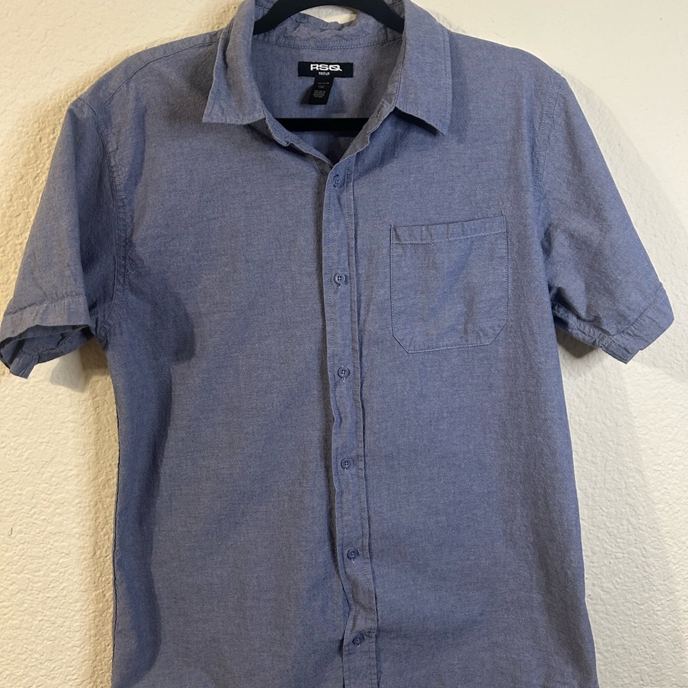 RSQ Casual Blue Button Down Mens‎ Shirt Casual Beachy Nerd Outing Date Medium